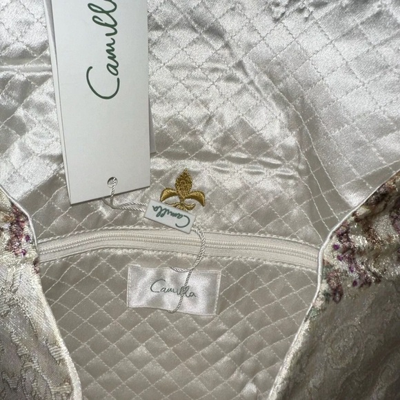 NEW CAMILLA ANTHROPOLOGIE "GOLDEN AGE" IVORY SILK ENVELOPE BAG CLUTCH SAC POUCH - Picture 8 of 8